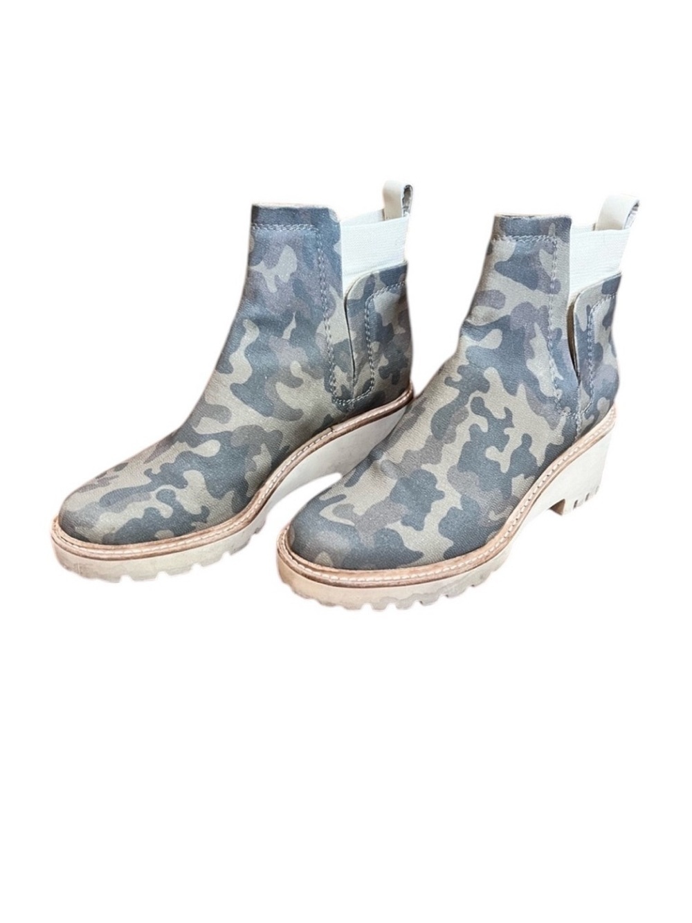 Dolce Vita Huey 7.5 Green Camouflage Chinky Heel Utility Boot Camo Y2K
